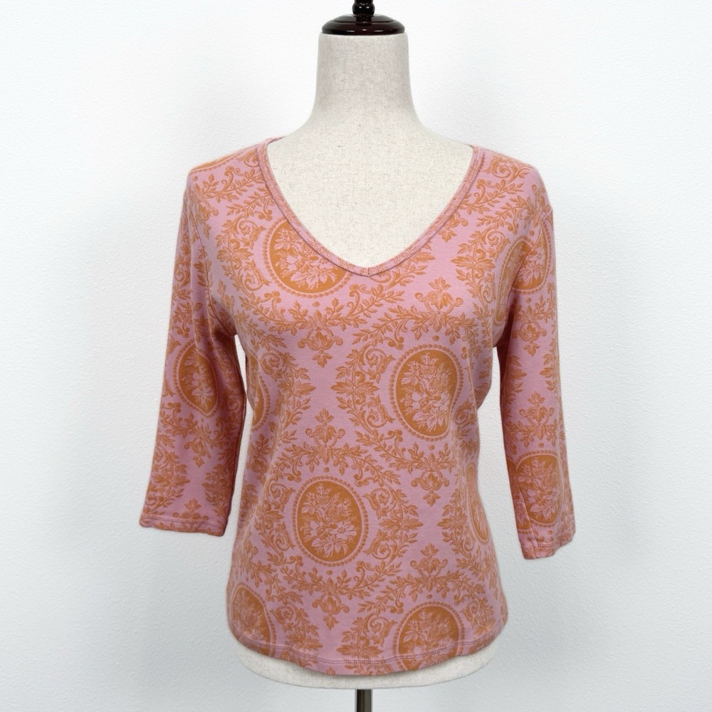 VTG GAP Top Womens L Pink Orange Floral Y2K 2000s Phoebe Friends Cottagecore